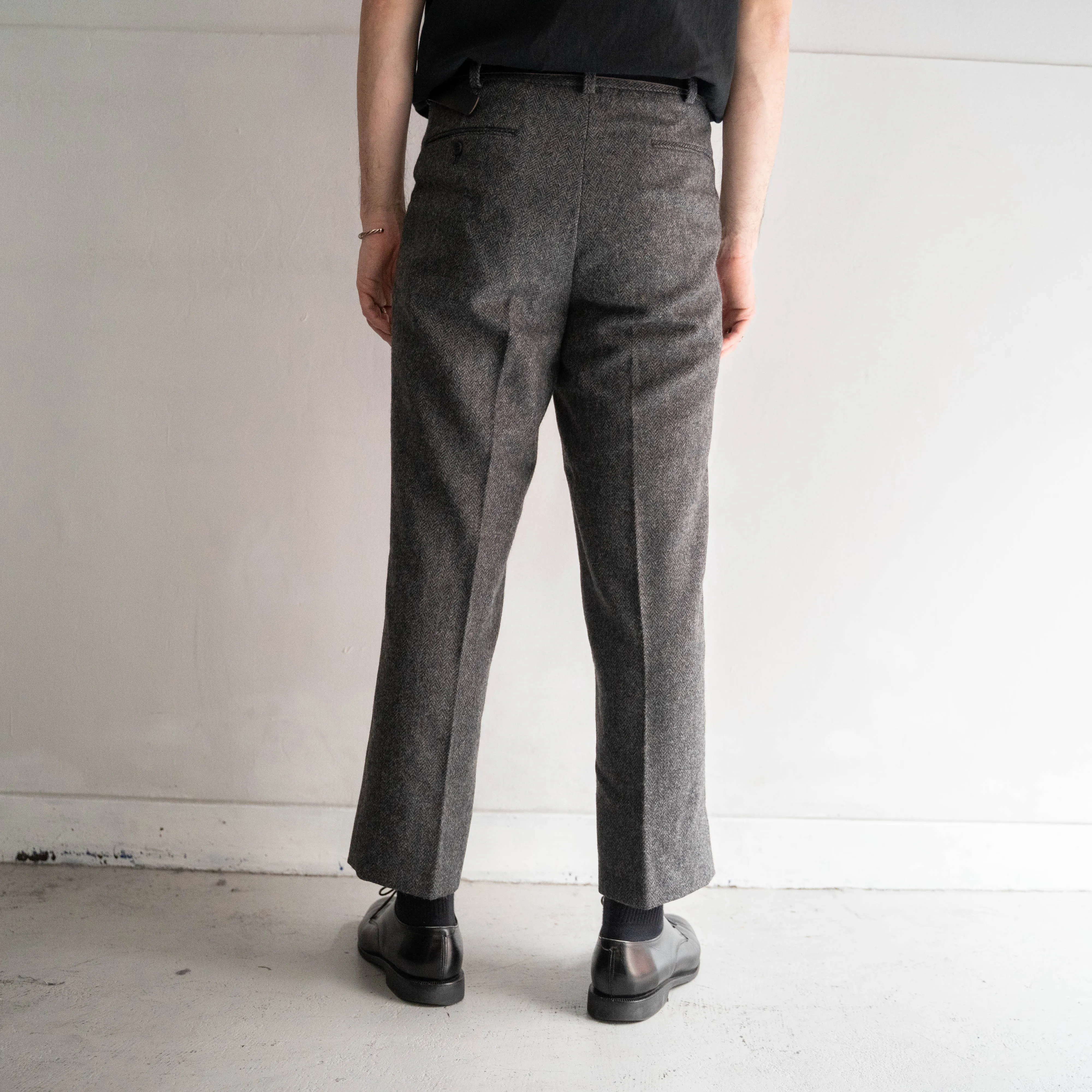 1980s japan vintage gray wool 2tuck slacks