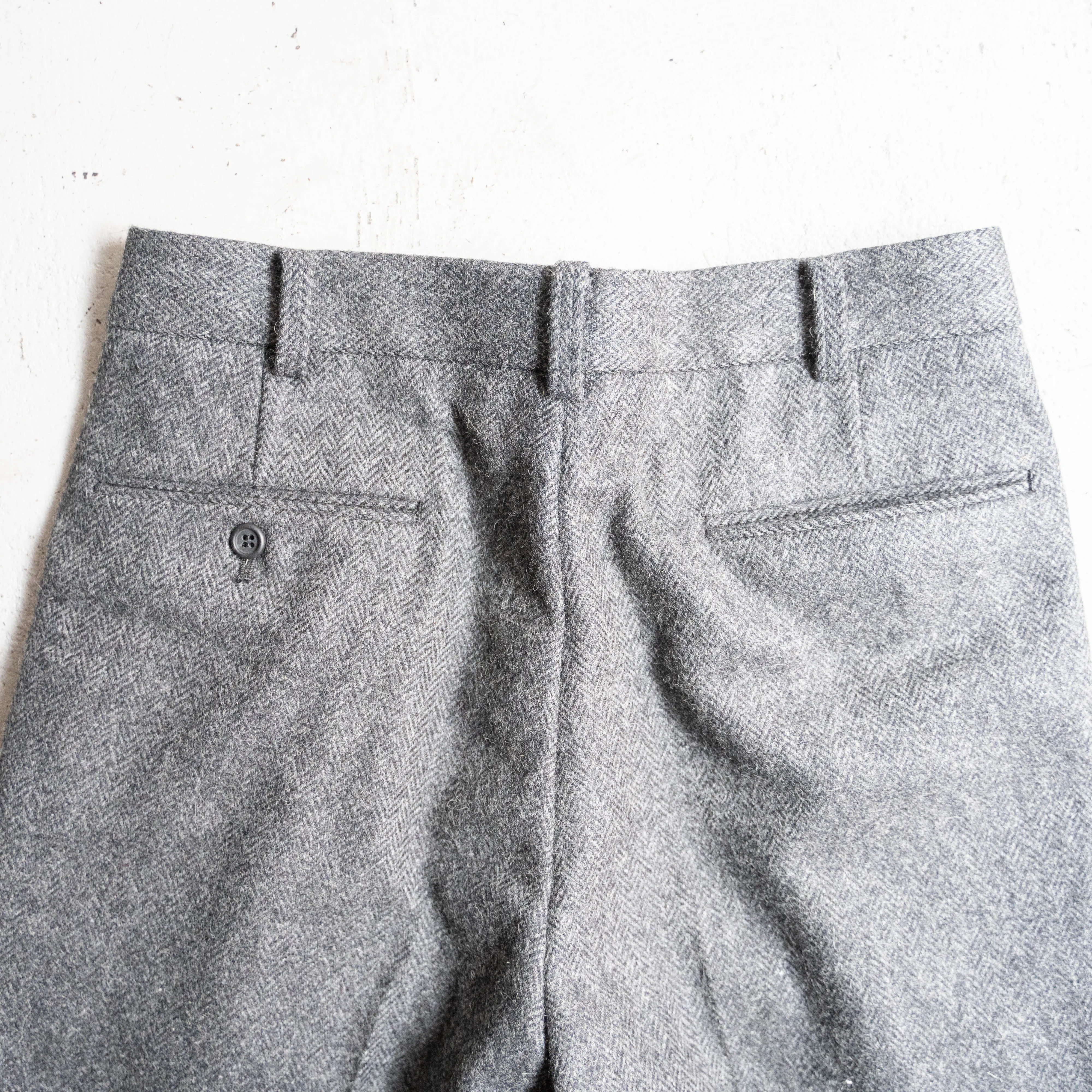 1980s japan vintage gray wool 2tuck slacks