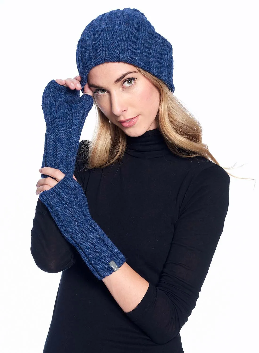 Alpaca Beanie Hat - Accordion - Azul