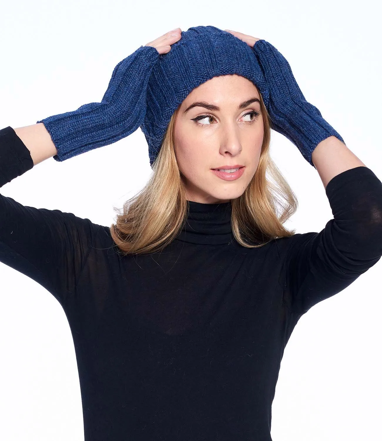 Alpaca Beanie Hat - Accordion - Azul