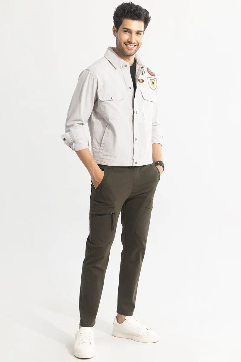 Applique Artistry Grey Overshirt