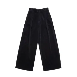 Aton Corduroy Tucked Wide Pants in Navy