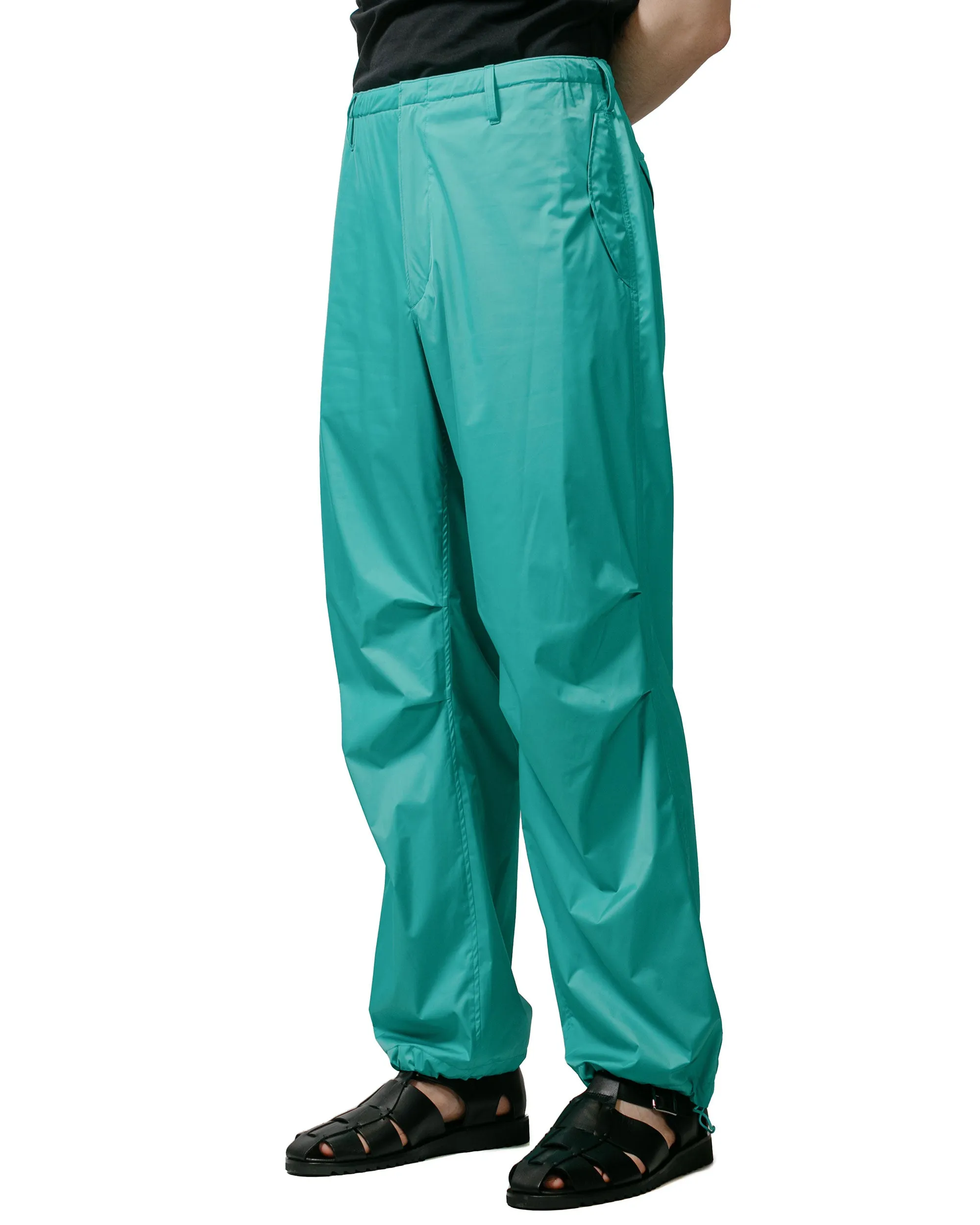 Auralee Hard Twist Polyester Satin Laminate Field Pants Turquoise Blue