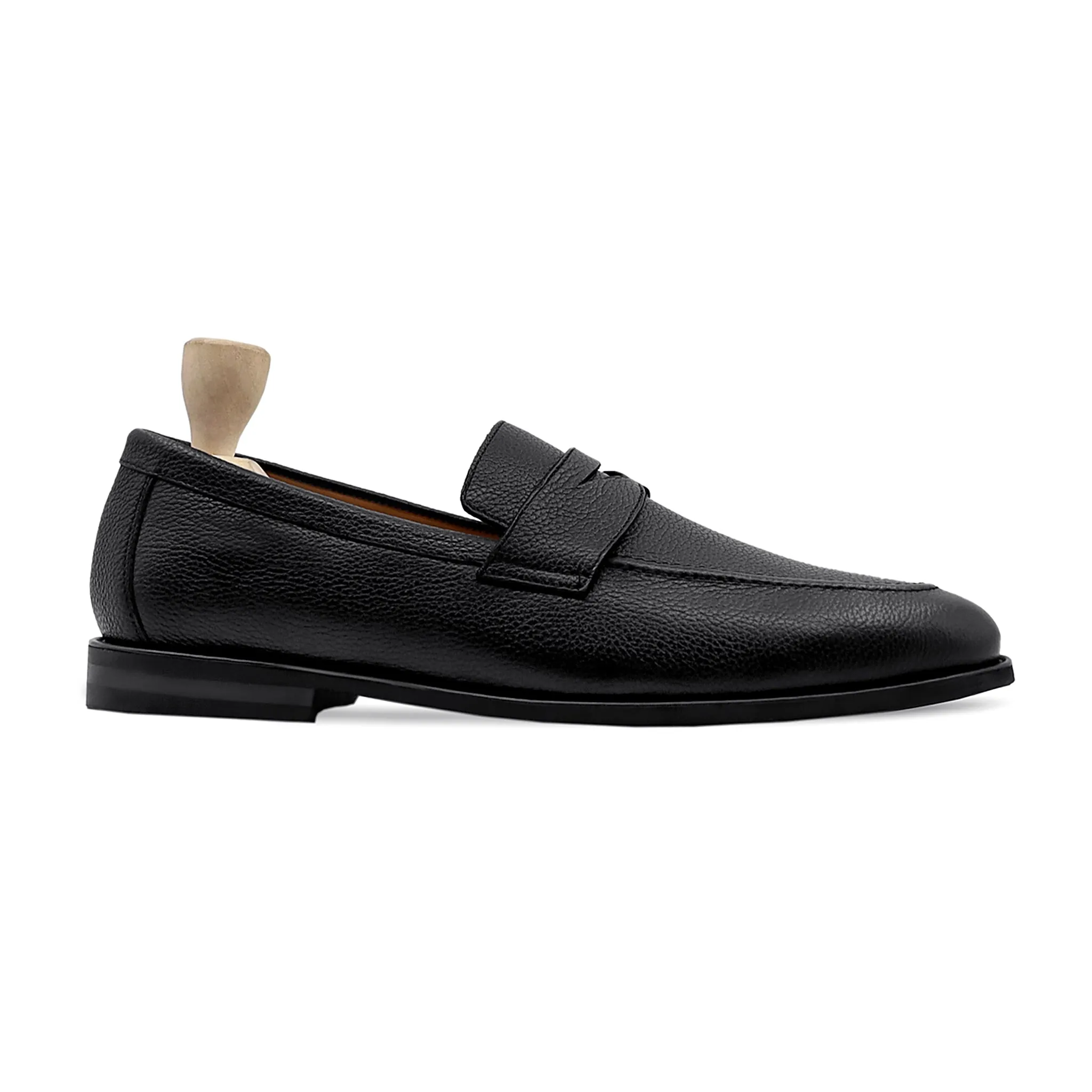 Barq - Men's Black Pebble Grain Leather Loafer