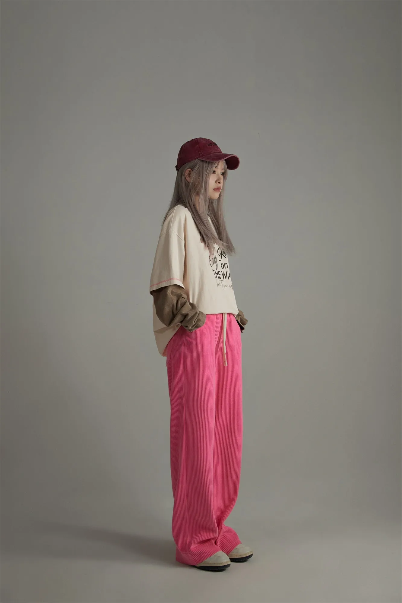 Basic String Straight Casual Pants