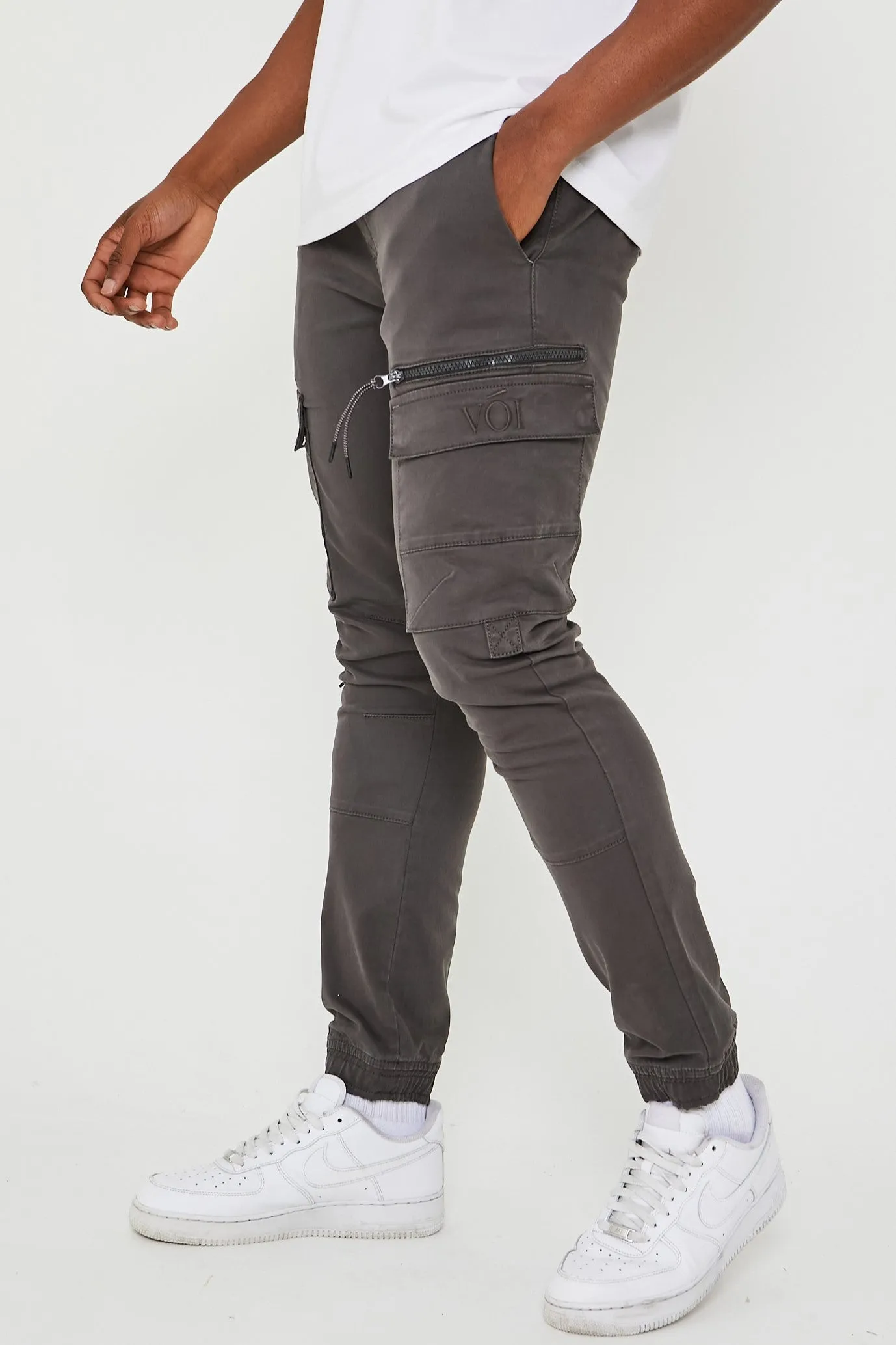 Becklow Tapered Cargo Cotton Jogger - Grey