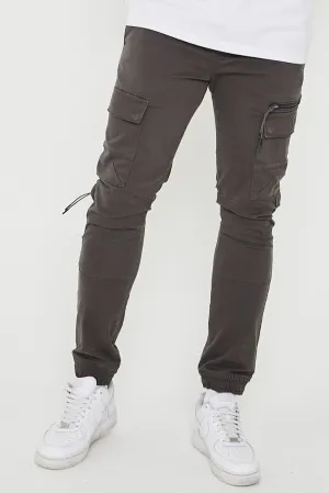 Becklow Tapered Cargo Cotton Jogger - Grey