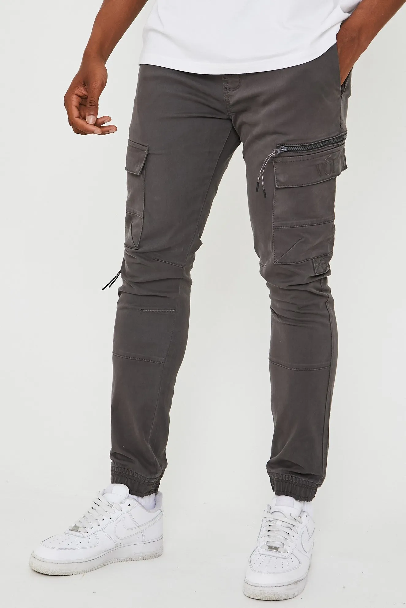 Becklow Tapered Cargo Cotton Jogger - Grey