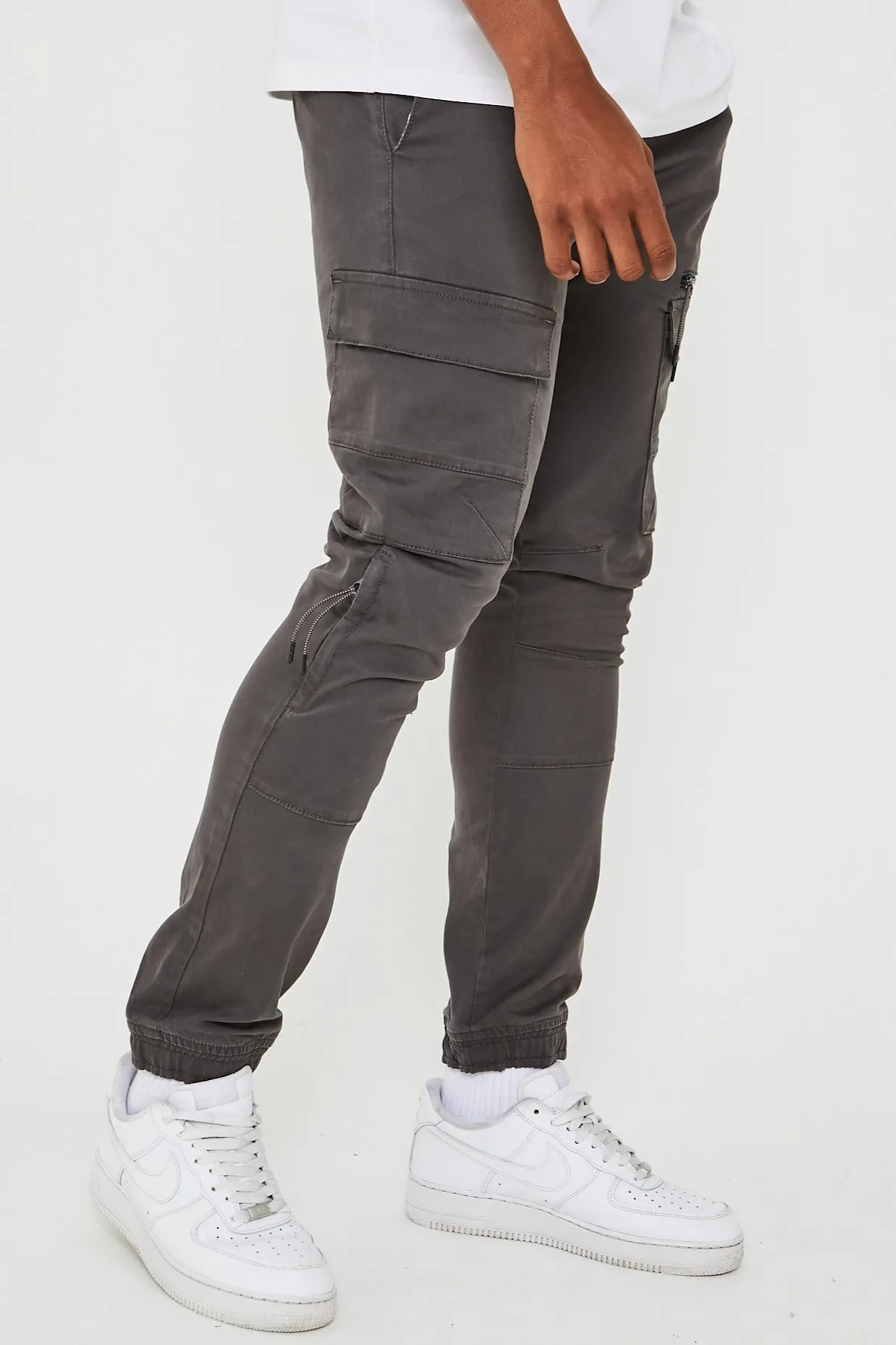 Becklow Tapered Cargo Cotton Jogger - Grey