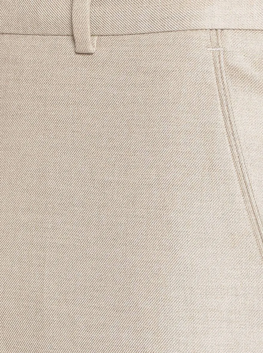 Beige Solid Super Slim Fit Formal Trouser | JadeBlue