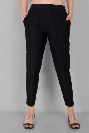 Black Drainpipe  Cotton Silk Pant