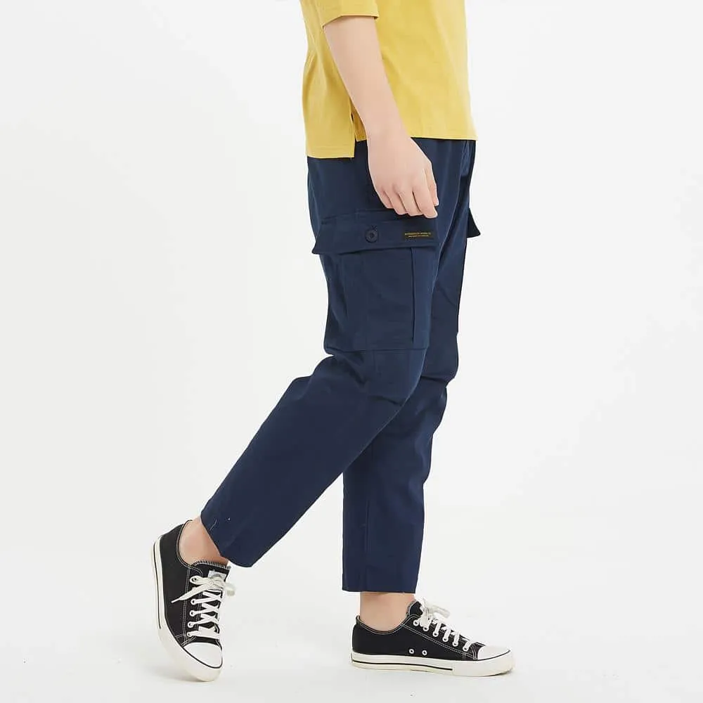 Boysnextdoor Wide Cargo Chino Pants in Navy