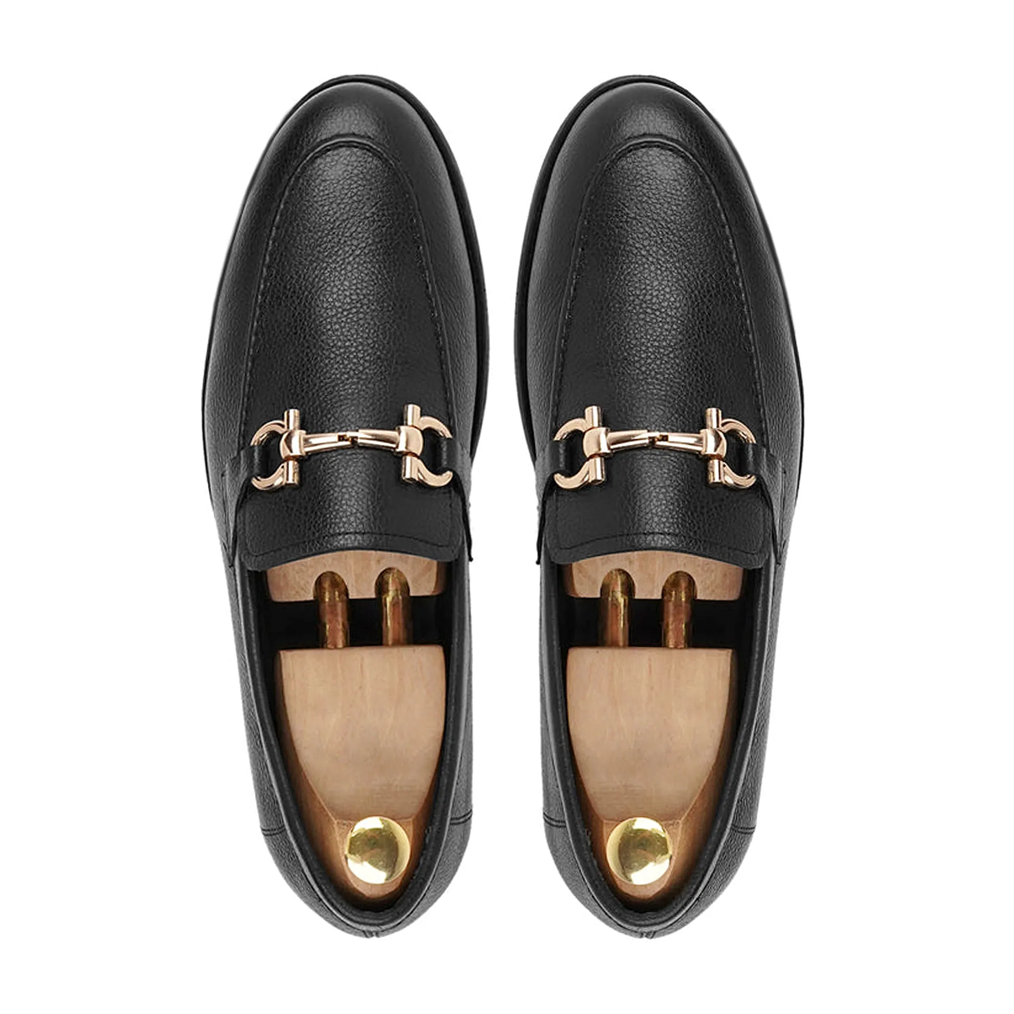 Bucharest - Men's Black Pebble Grain Leather Loafer