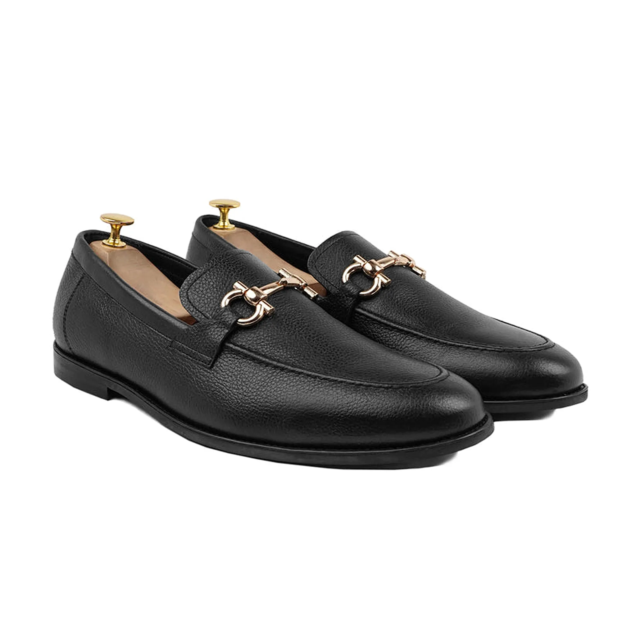 Bucharest - Men's Black Pebble Grain Leather Loafer