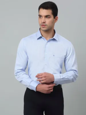 Cantabil Cotton Blue Self Design Full Sleeve Regular Fit Formal Shirt for Men with Pocket