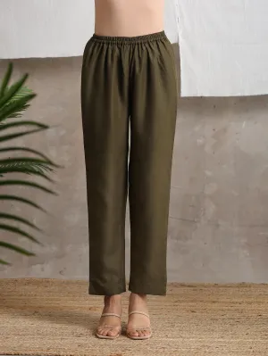 Cotton Linen Dark Green Pant