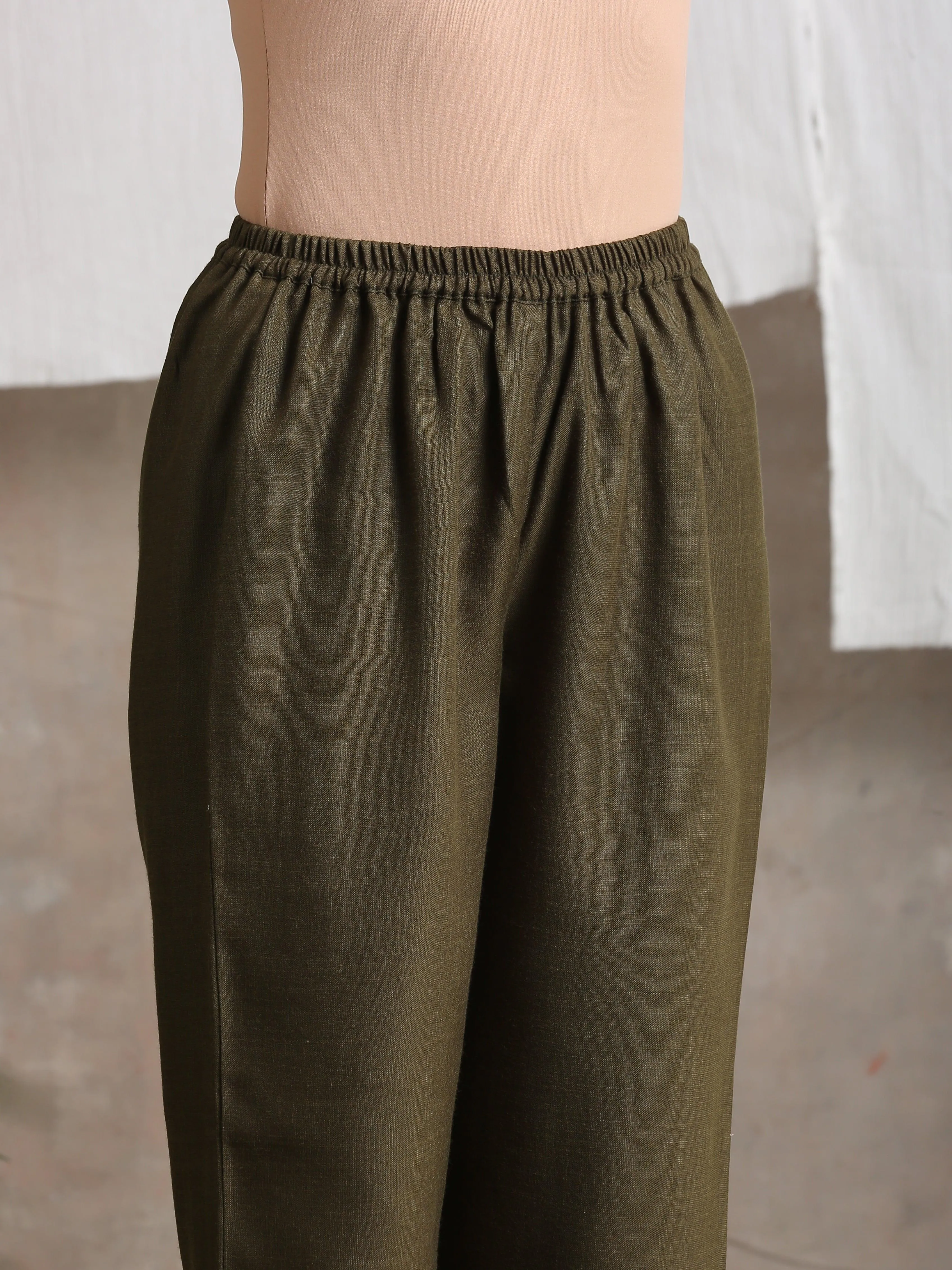 Cotton Linen Dark Green Pant