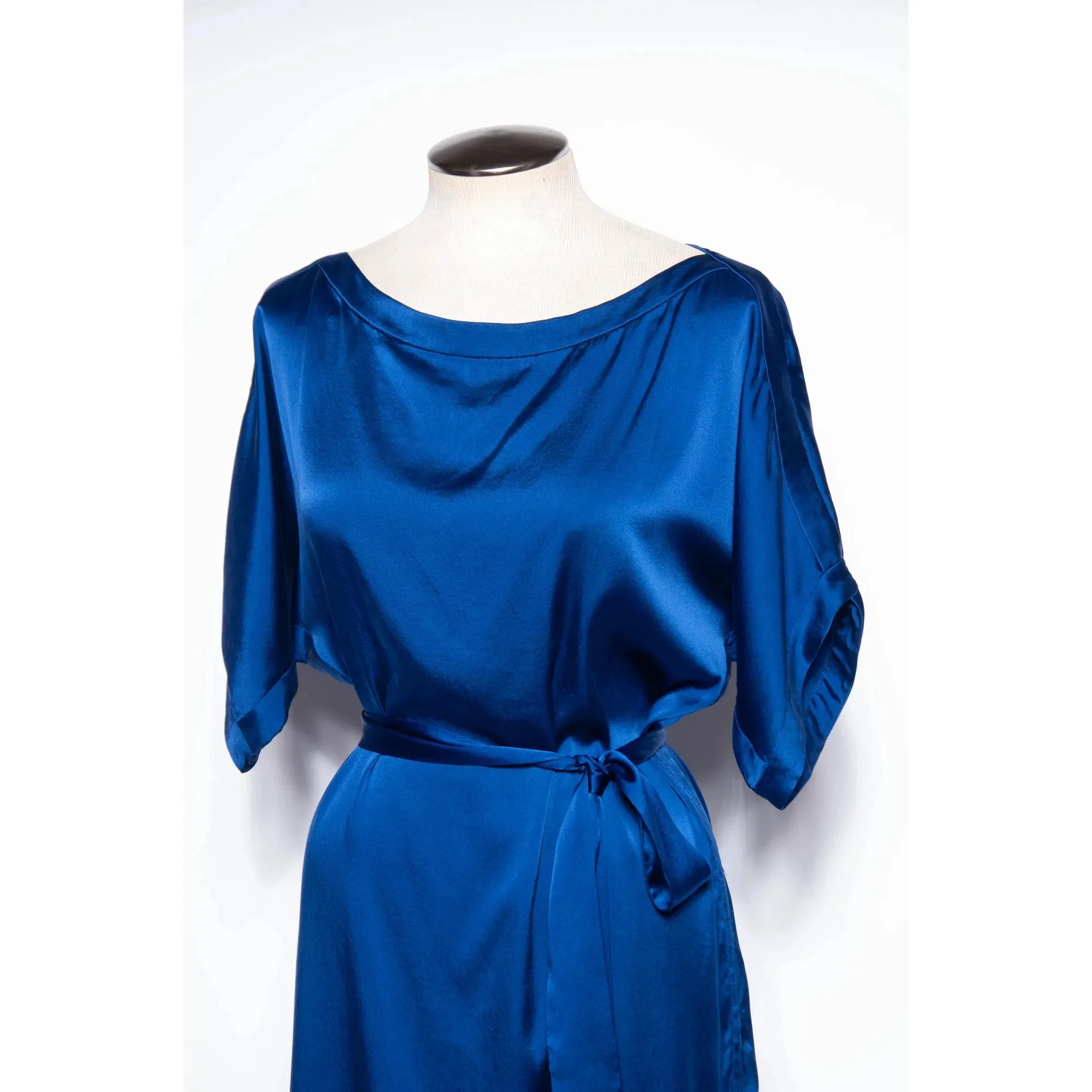 DIANE VON FURSTENBURG Modern Blue Silk Draped Dress | US 6 - Medium