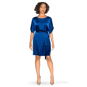 DIANE VON FURSTENBURG Modern Blue Silk Draped Dress | US 6 - Medium