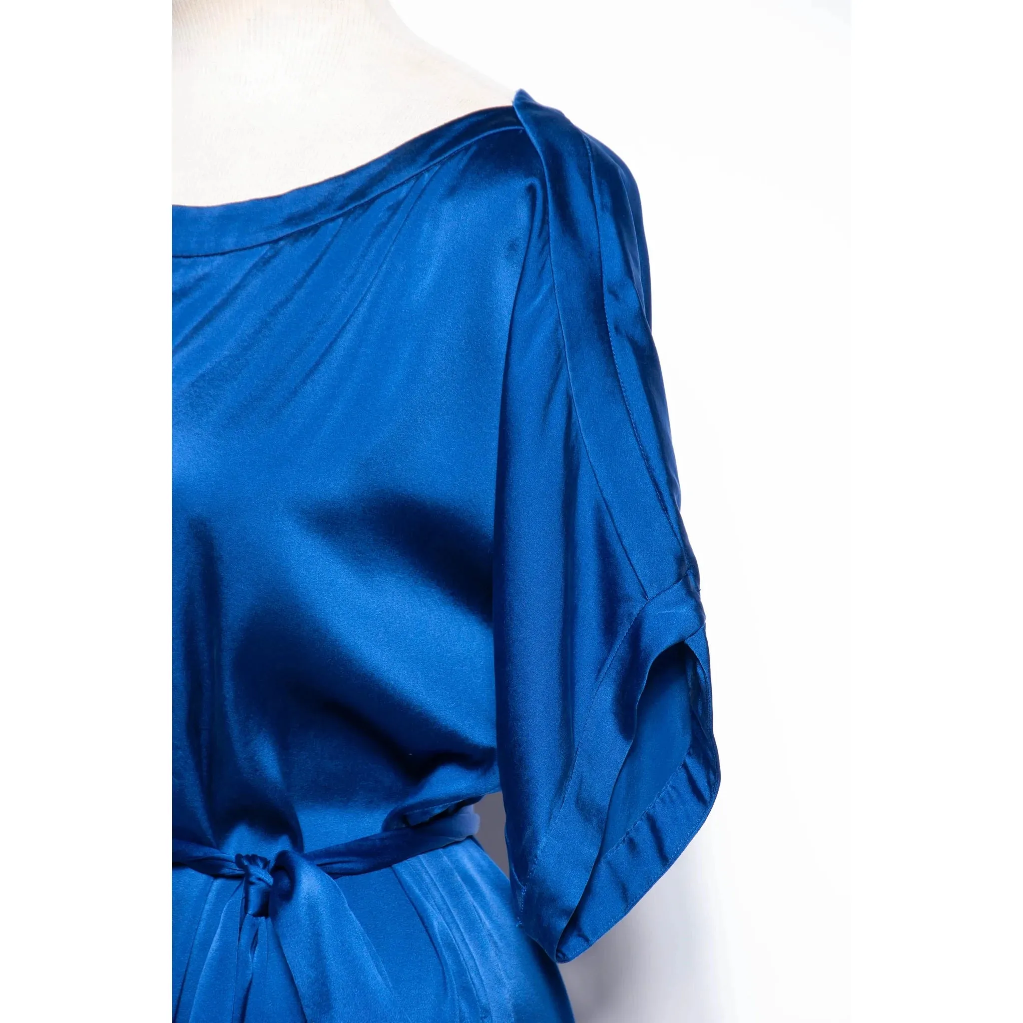 DIANE VON FURSTENBURG Modern Blue Silk Draped Dress | US 6 - Medium