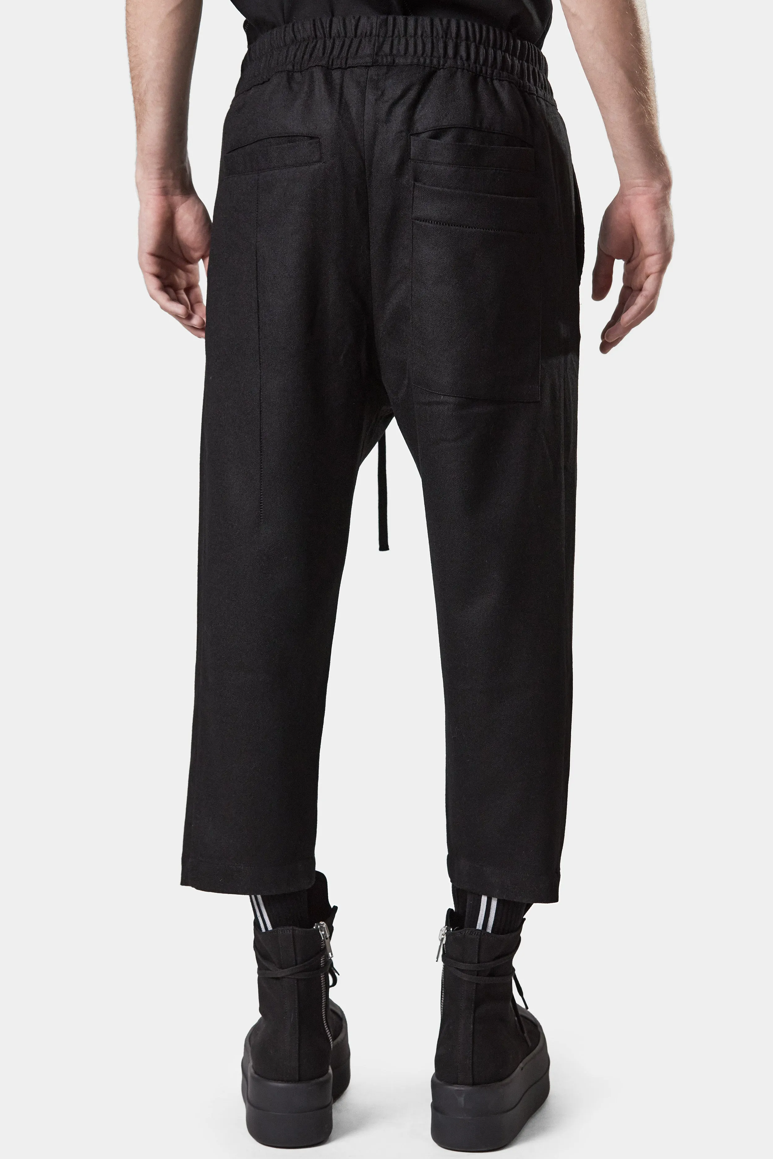 Drawstring cropped wool pants