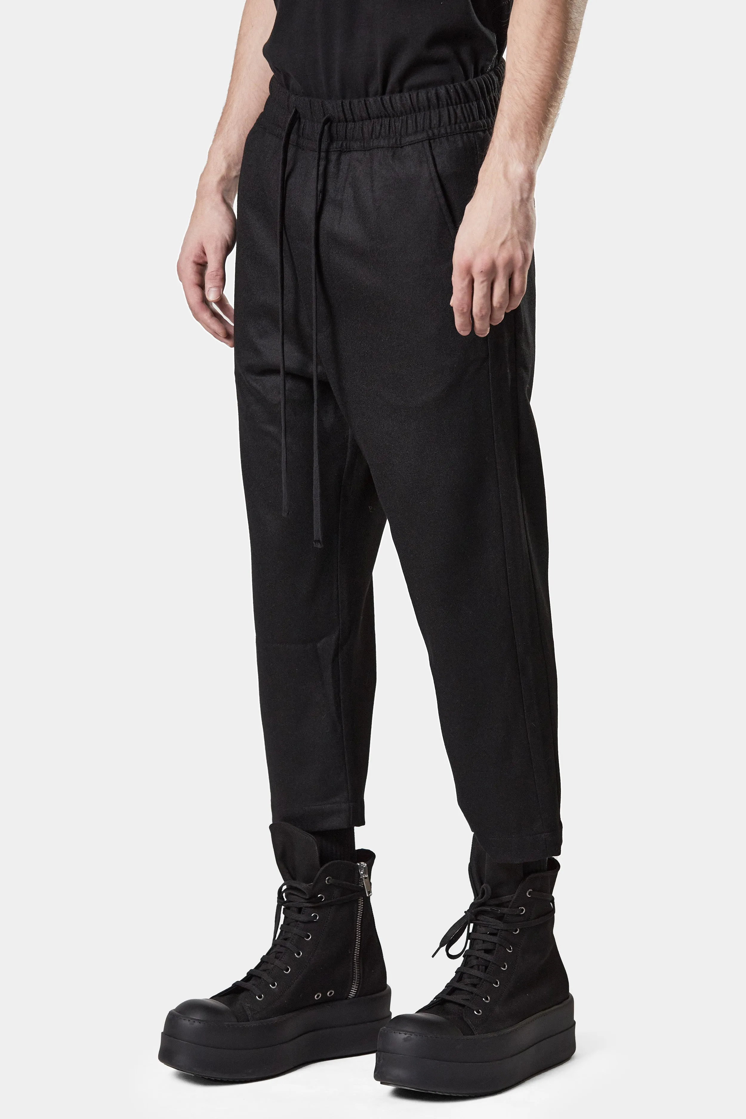 Drawstring cropped wool pants