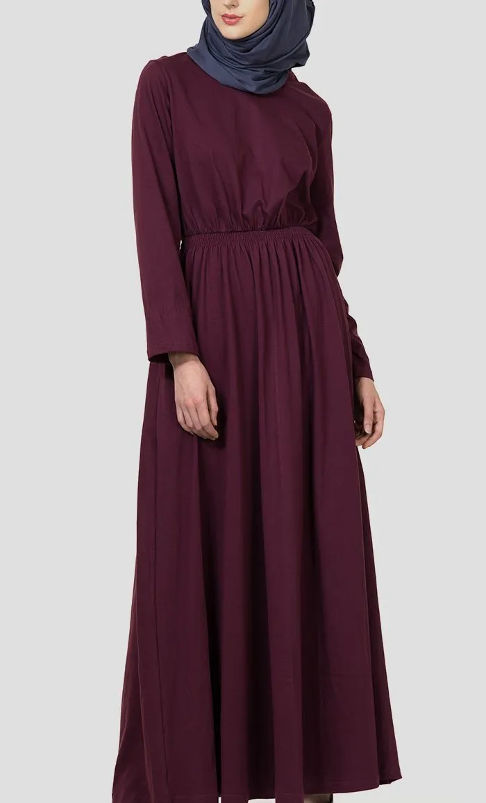 Elasticated waistline basic muslimah abaya dress - Final Sale