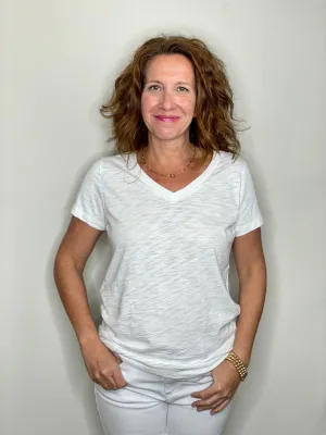 Erin Gray Low-key V Neck Tee in White