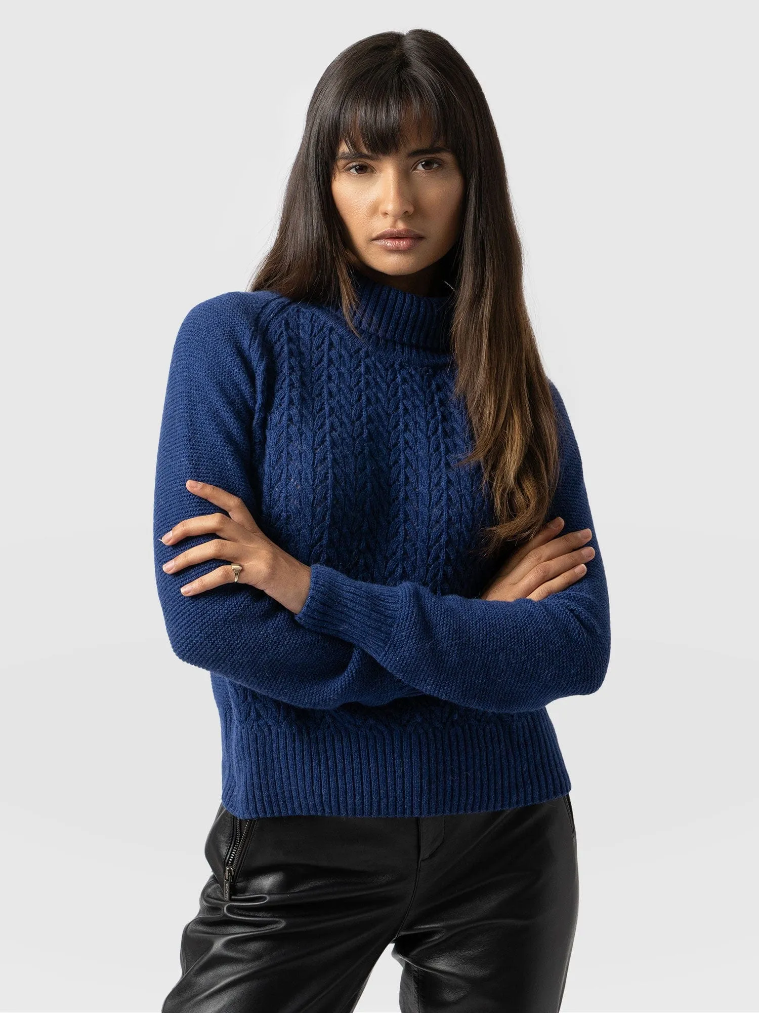 Glen Cable Knit Jumper - Blue