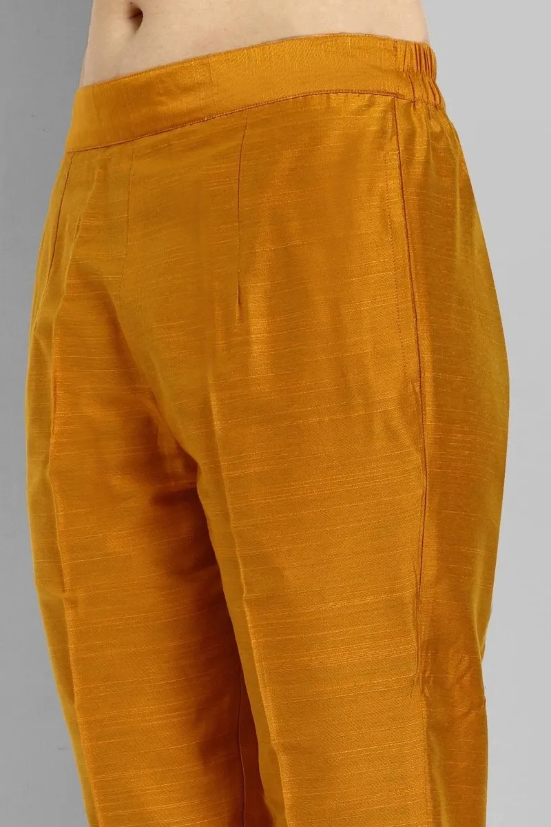 Goldenrod Mustard Cotton Silk Straight Pant