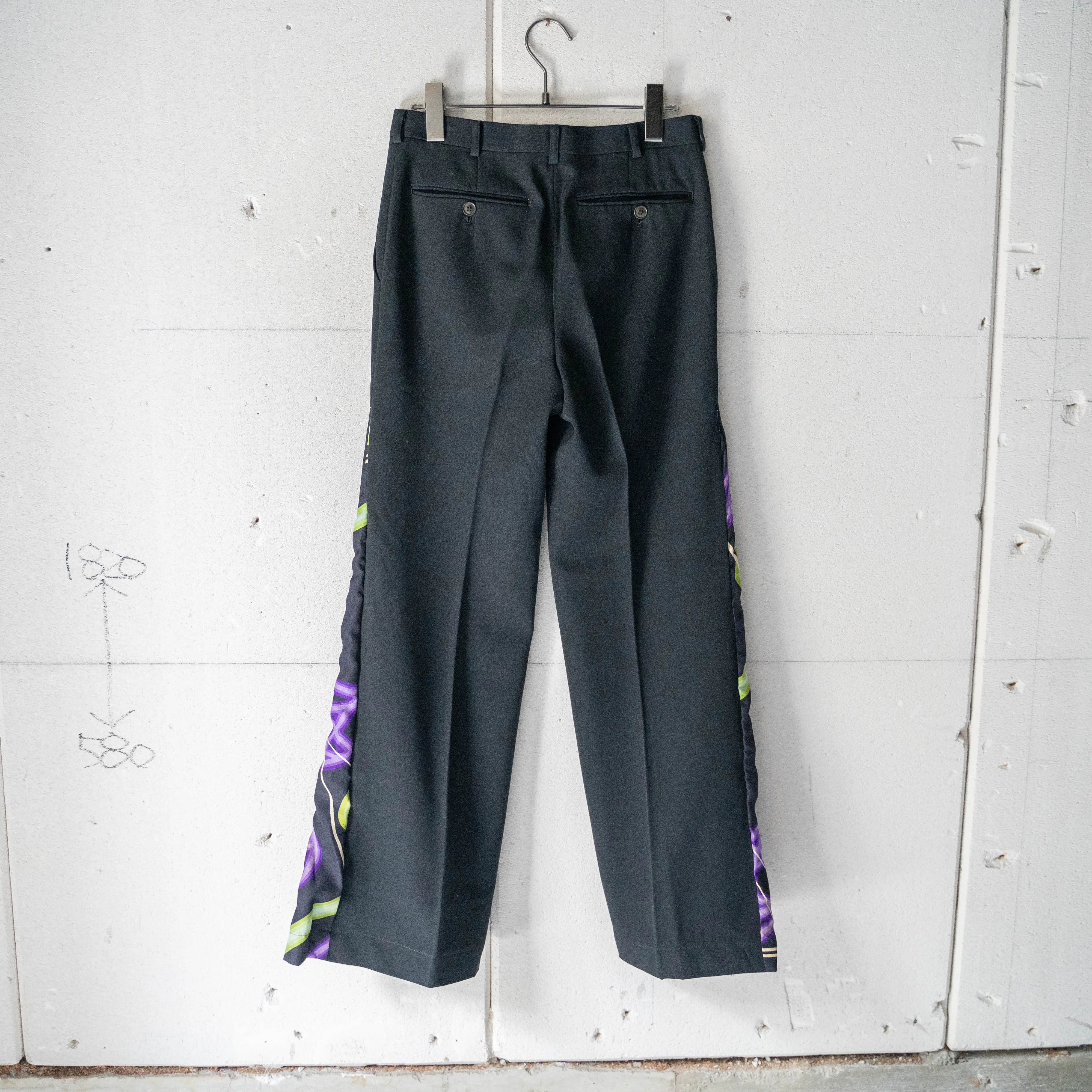 'Japan vintage remake' side design wide flare slacks -using OBI- 'purple'