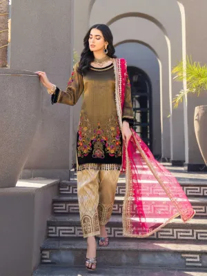 Khuda Baksh Pure Resham Masoori Gold 3-Piece Suit