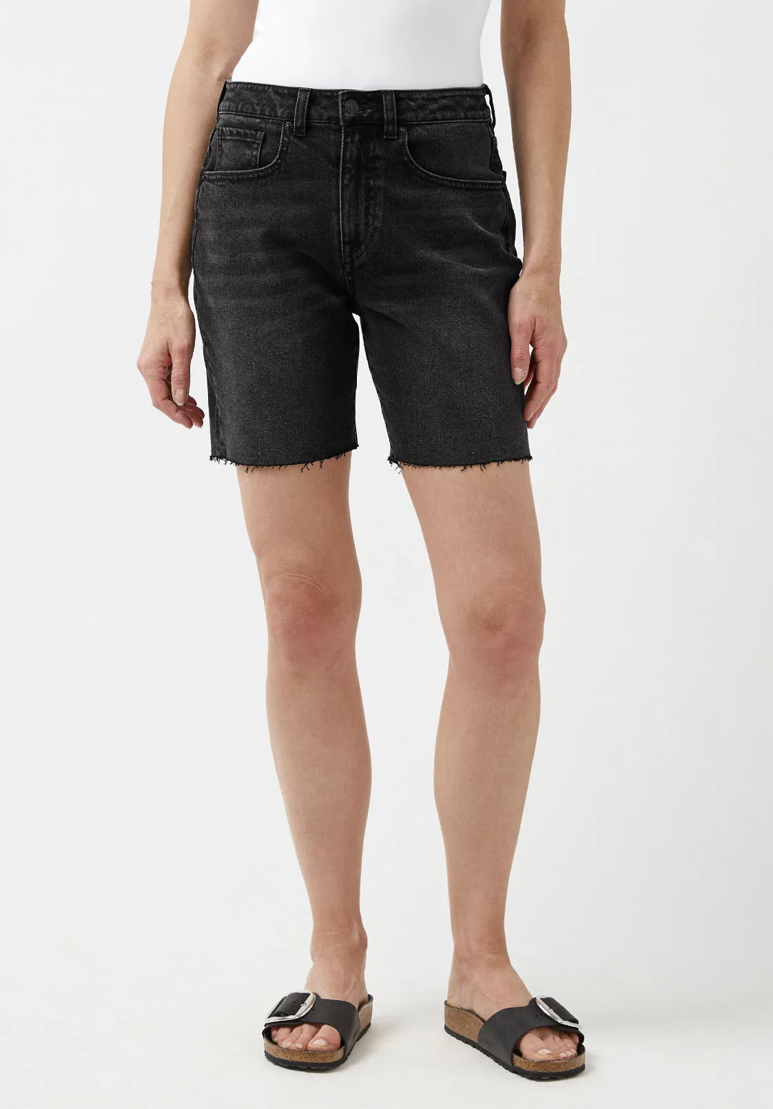 Maggie Whiskered Black Vintage Mom Shorts - BL15920