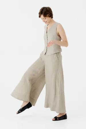 Maxi Catherine Trousers, Natural Linen