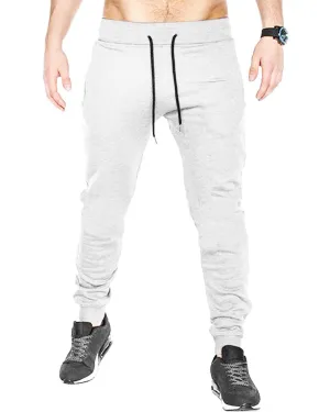 Men Plain Grey Cuffed Ankles Cotton Jogger TrackPant