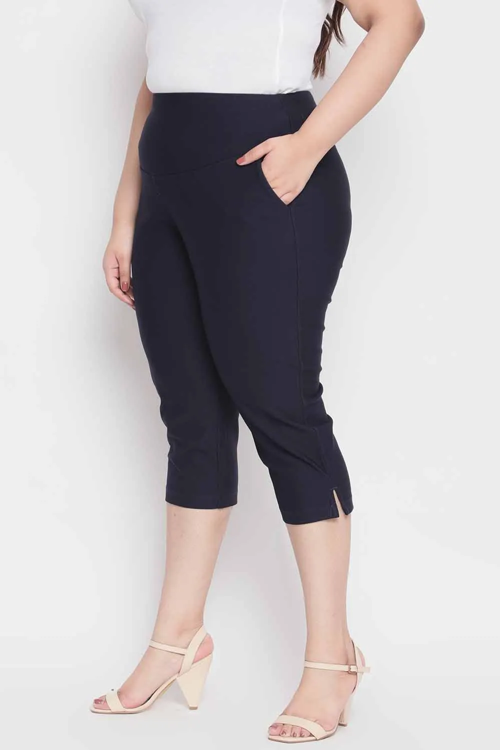 Navy New Fit Tummy Tucker Crop Pants