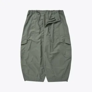 NYLON CARGO BALLOON PANTS - OLIVE