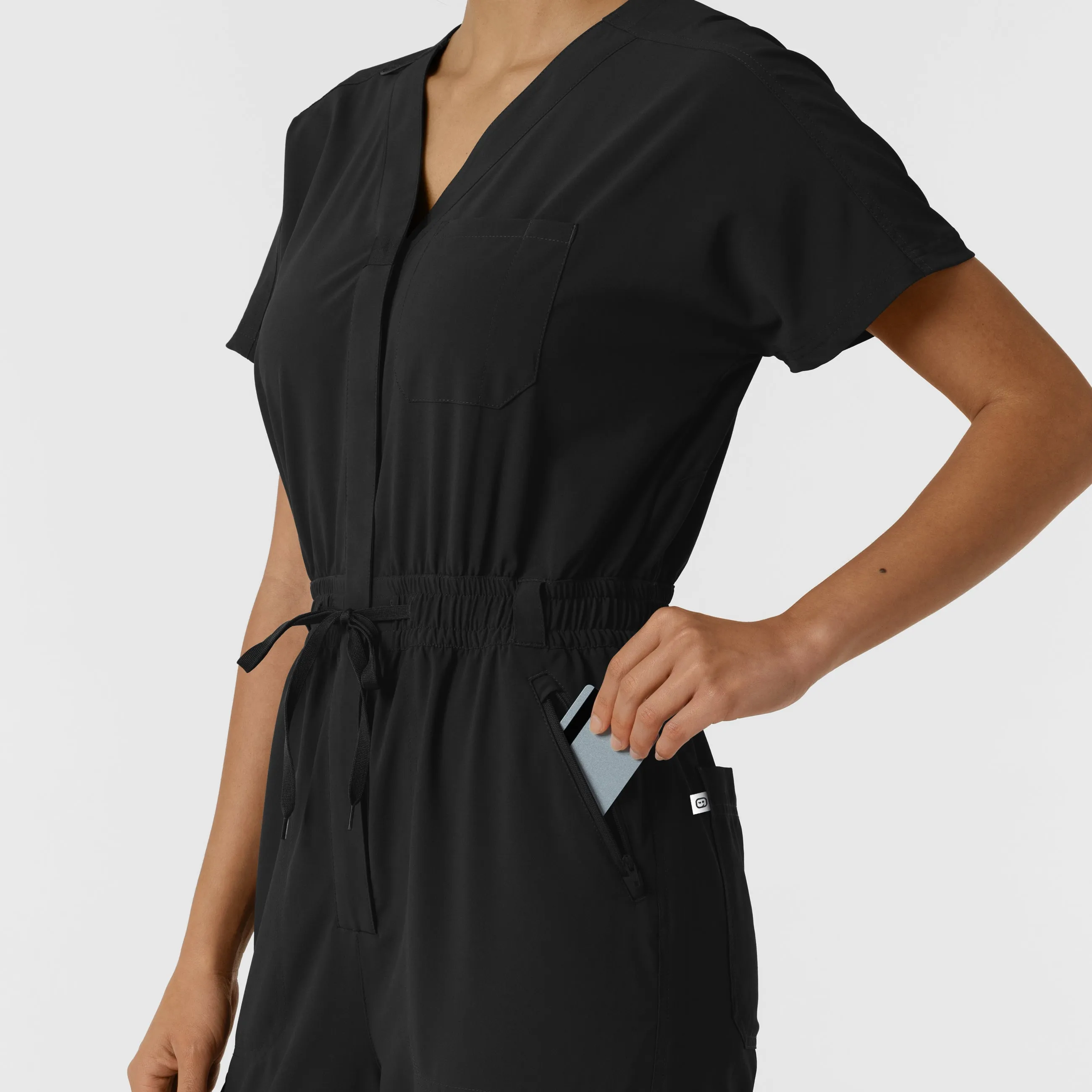 RENEW Women's Cargo Jogger Scrub Jumpsuit - Black