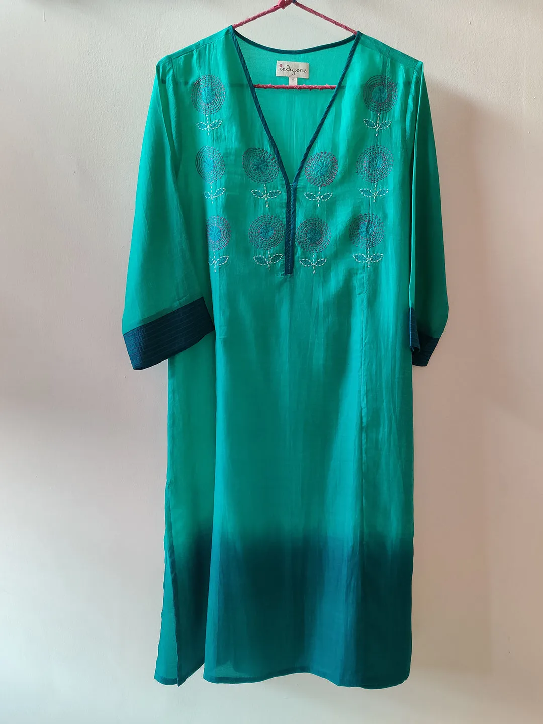 Sea Green Embroidered Kurta (READY TO SHIP)