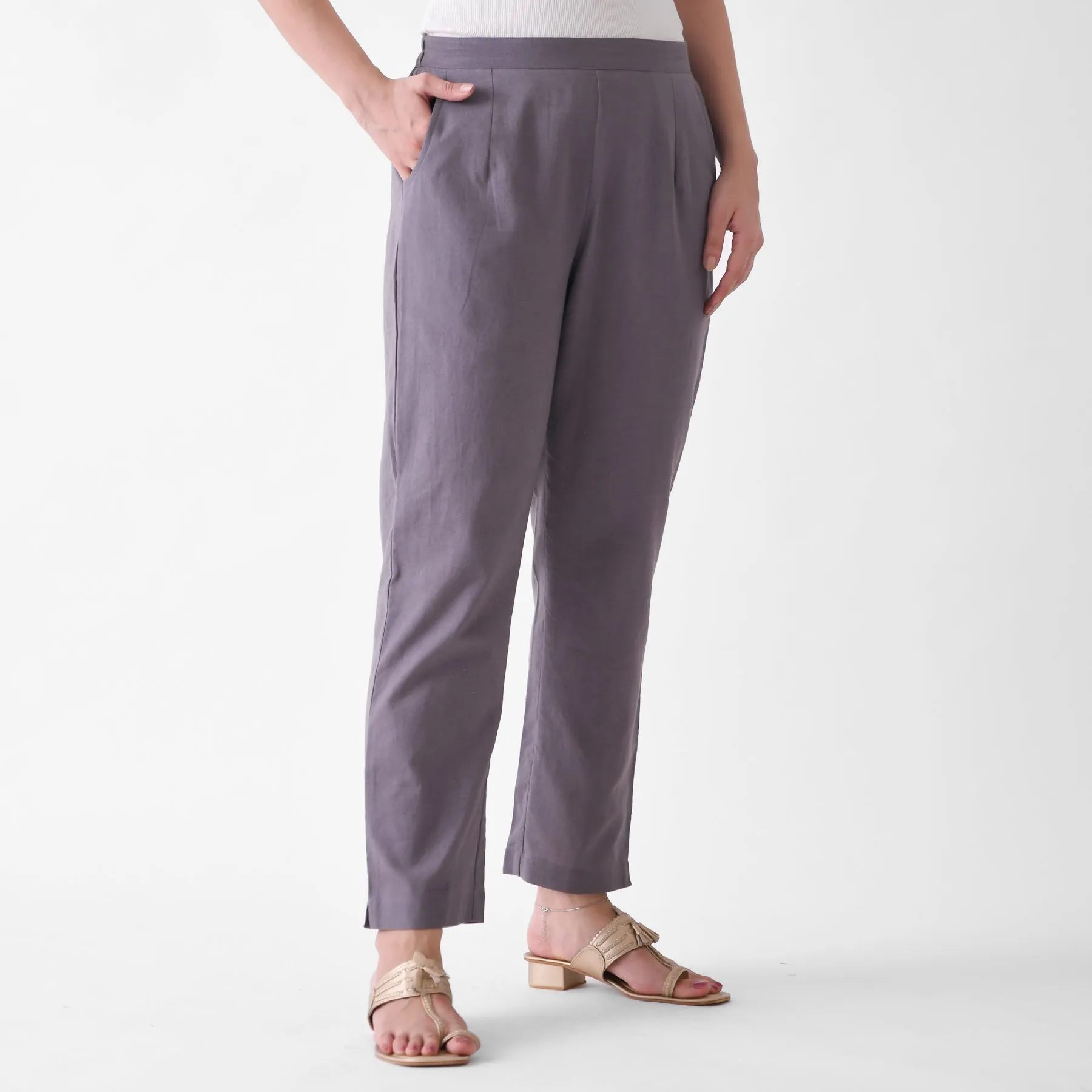 Steel Grey Linen Cotton AMPM Pant