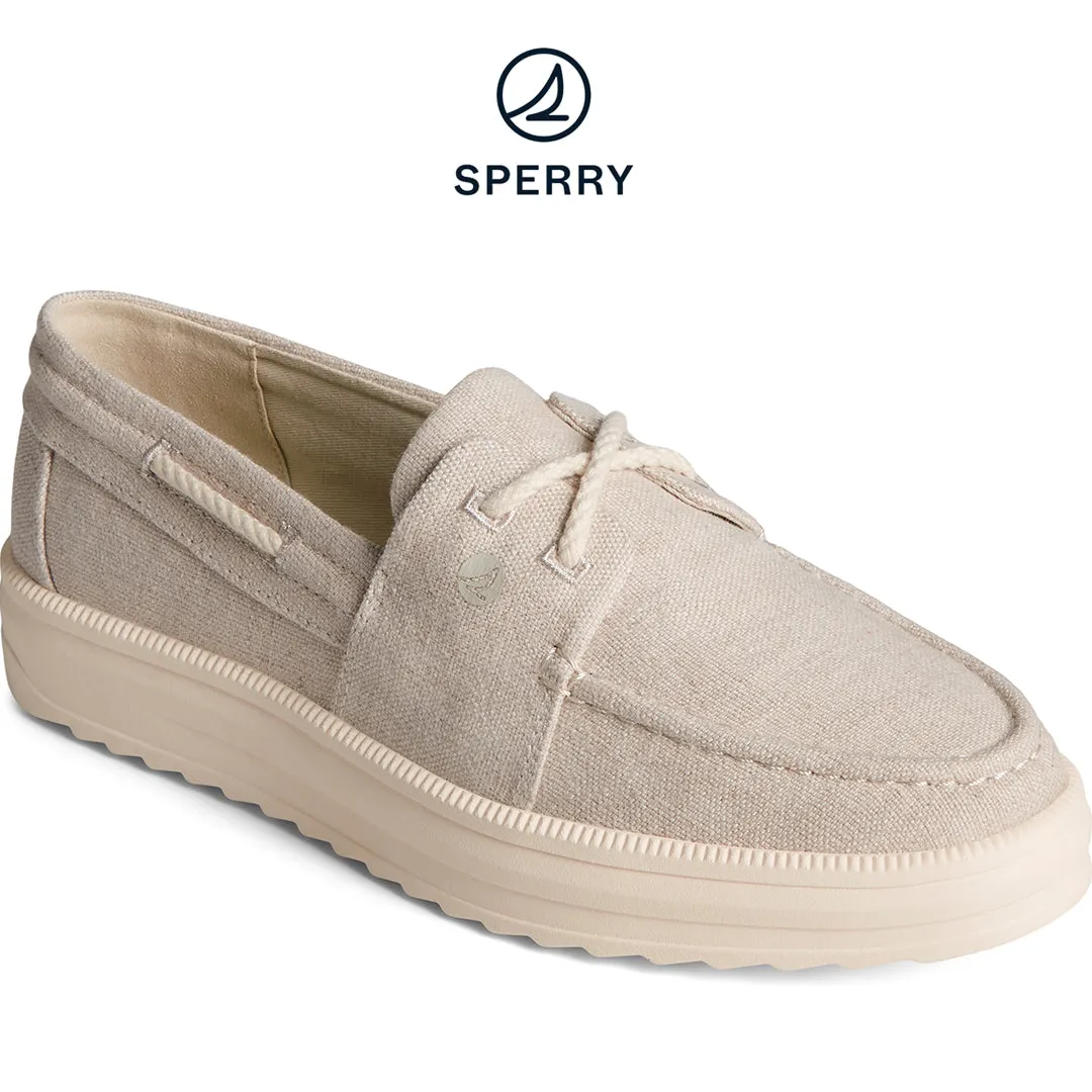 Women's Cruise Plushstep Slubby Linen Boat Sneaker  Natural (STS88424)