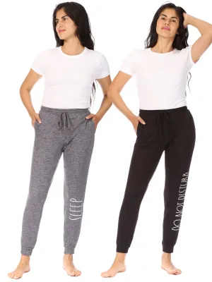 Women's "SLEEP" & DO NOT DISTURB" 2-Pack Drawstring Pajama Joggers