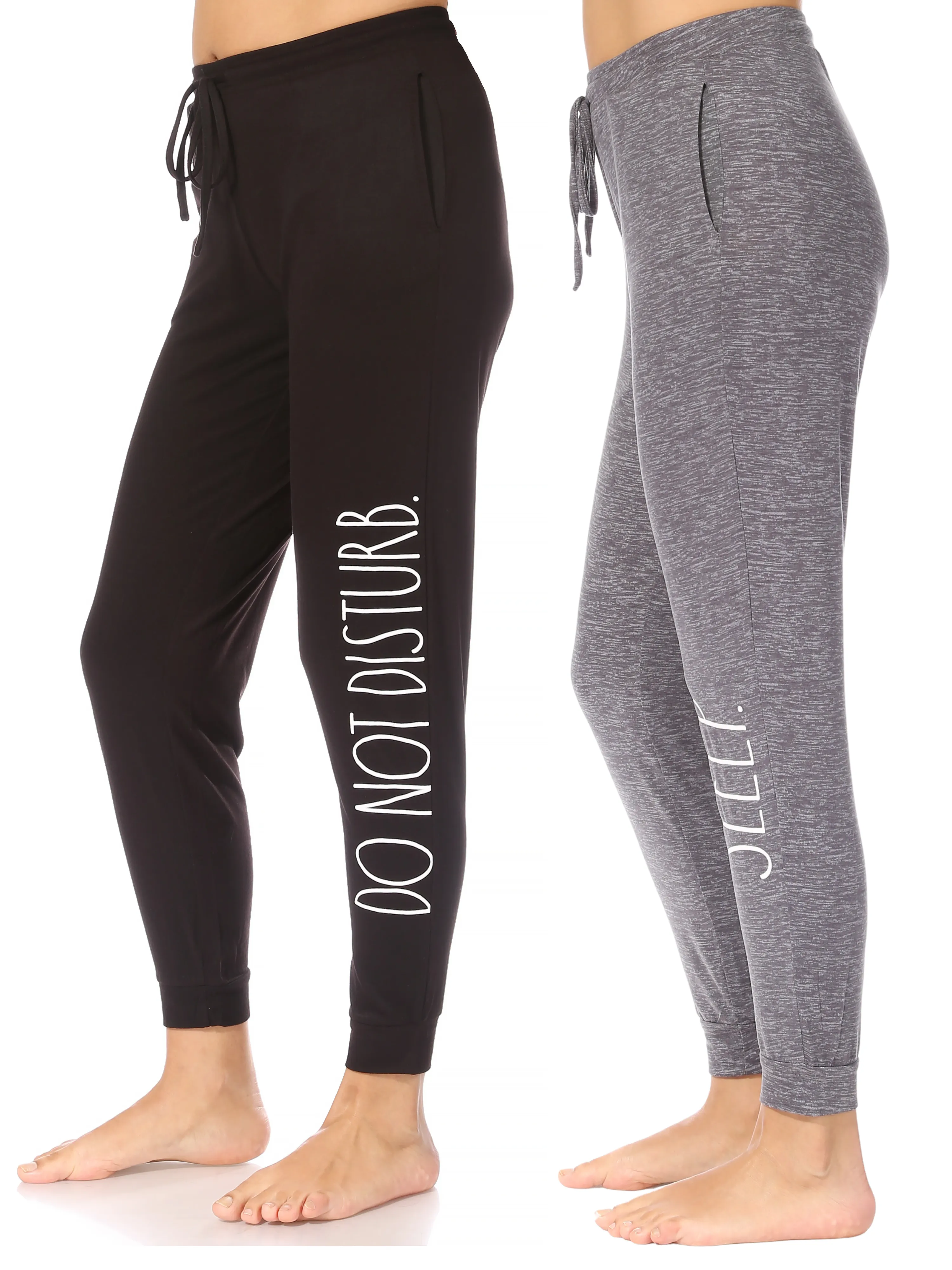 Women's "SLEEP" & DO NOT DISTURB" 2-Pack Drawstring Pajama Joggers